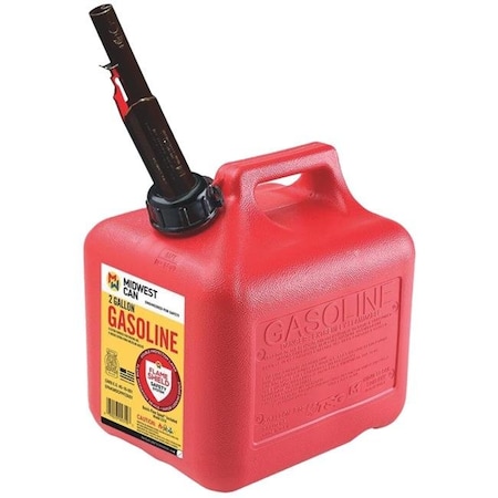 Midwest Can Gas Can, Polyethylene, 2 gal, Gasoline, Red 248470